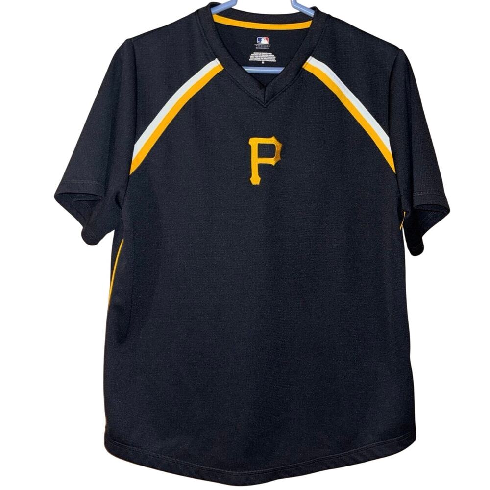 MLB Pittsburgh Pirates V-neck athletic jersey-style embroidered shirt (medium)